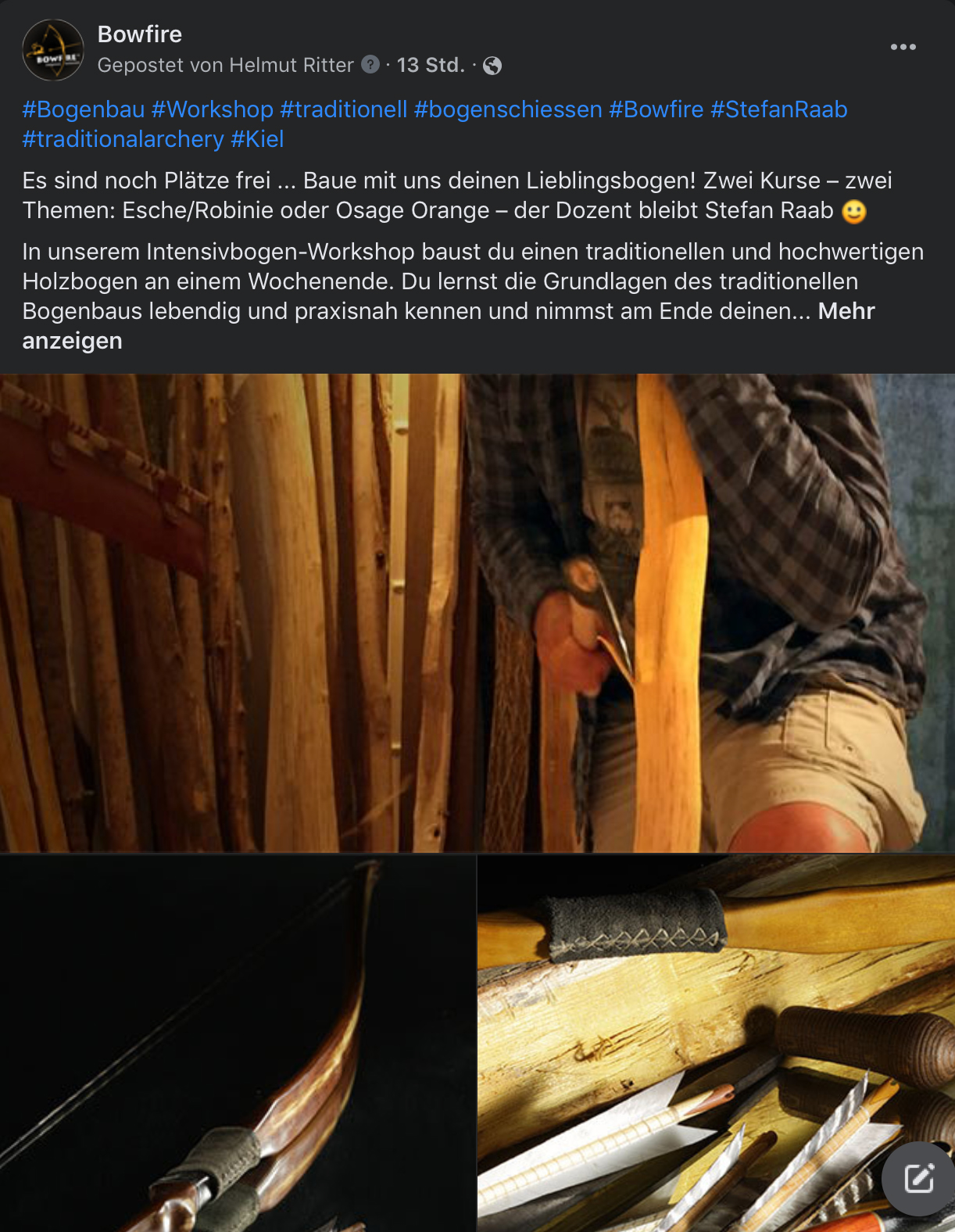 #Bogenbau #Workshop #traditionell #bogenschiessen #Bowfire #StefanRaab #traditionalarchery #Kiel