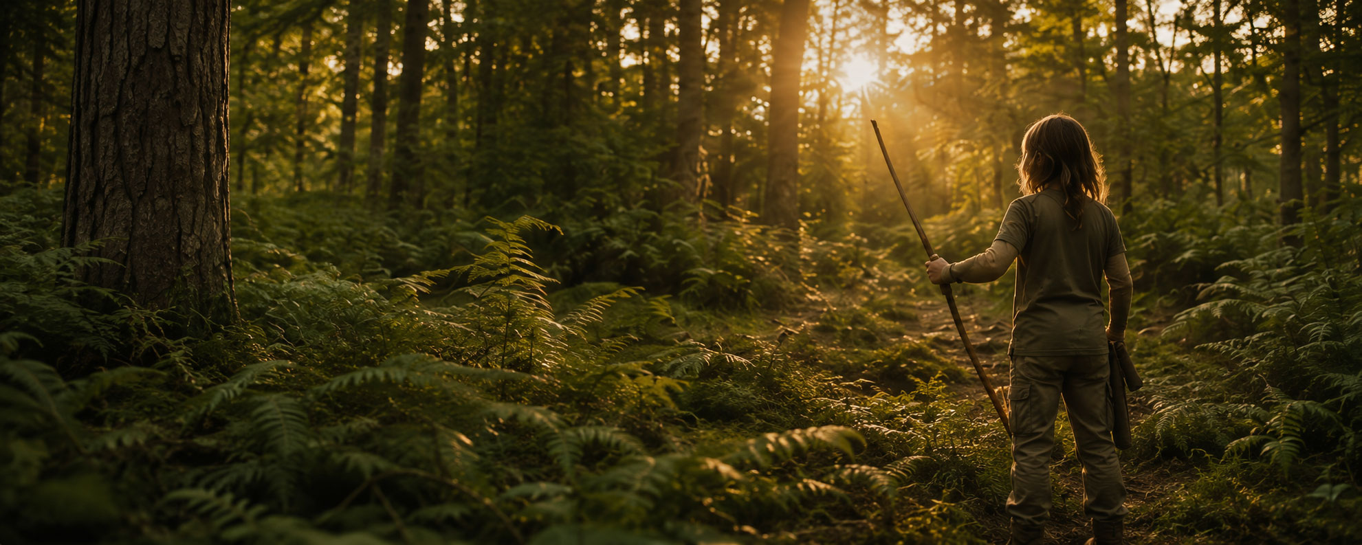 Kind blickt in den Wald